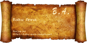 Baku Anna névjegykártya